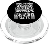 I Speak Four Languages: English Sarcasm Profanity Facts PopSockets PopGrip para MagSafe