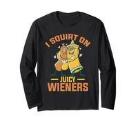 I Squirt On Juicy Wieners Funny BBQ Ketchup Design Manga Larga
