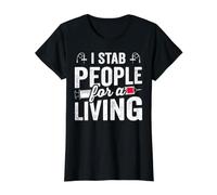 I Stab People For A Living Camiseta gráfica económica, Mujer, Negro, M