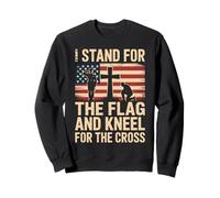 I Stand For The Flag and Kneel For The Cross Bandera Fe USA Sudadera