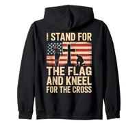 I Stand For The Flag and Kneel For The Cross Bandera Fe USA Sudadera con Capucha
