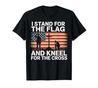I Stand For The Flag and Kneel For The Cross Orgullo Fe Camiseta