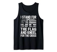 I Stand For The Flag and Kneel For The Cross Patriotas Fe Camiseta sin Mangas