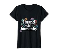 I Stand with Humanity Apoyo Mundial de bondad |- Camiseta gráfica económica, Mujer, Negro, M