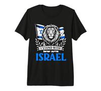 I Stand with Israel Hebreo Lion Flag Design Camiseta Premium