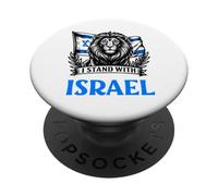 I Stand with Israel Hebreo Lion Flag Design PopSockets PopGrip Adhesivo