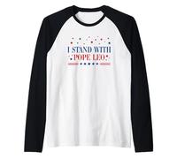 I Stand with Pope Leo Patriotic Catholic Supporter American Camiseta Manga Raglan