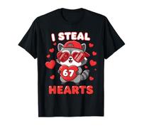 I Steal Hearts Raccoon Cute Kawaii Happy Valentine Heart 67 Camiseta