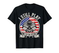 I Still Play with Blocks USA Flag Car Enthusiast Graphic Camiseta