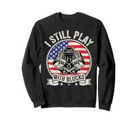 I Still Play with Blocks USA Flag Car Enthusiast Graphic Sudadera