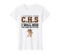 I Suffer from C.H.S Can't Hear SH-t Funny Hyena Sarcastic Camiseta gráfica económica, Mujer, Blanco, XL