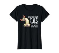 I Suffer from C.H.S Can't Hear SH-t Funny Hyena Sarcastic Camiseta gráfica económica, Mujer, Negro, L