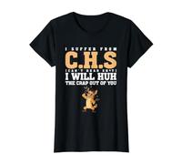 I Suffer from C.H.S Can't Hear SH-t Funny Hyena Sarcastic Camiseta gráfica económica, Mujer, Negro, S