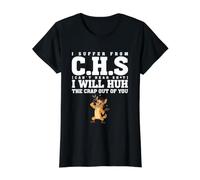 I Suffer from C.H.S Can't Hear SH-t Funny Hyena Sarcastic Camiseta gráfica económica, Mujer, Negro, XL