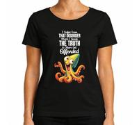 I Suffer from The Urge to Tell The Truth Krake Camiseta para Mujer, Negro | calamar, divertido, pulpo, calmar, tentáculo, dibujos animados, cómics, animales marinos, divertido, humor, sarcasmo, ironía