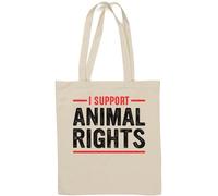I Support Animal Rights - Bolsa de algodón natural, color blanco