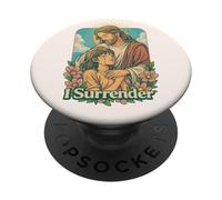 I Surrender Christian Jesus Anime Fe Adoración Arte Diseño PopSockets PopGrip Adhesivo