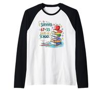 I Survived 67 + 33 (100) Days of School 67 Meme Kids Camiseta Manga Raglan