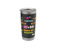 I Survived 67 + 33 (100) Days of School 67 Meme Kids Vaso térmico de acero inoxidable de doble pared