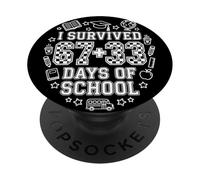 I Survived 67+33 Days of School Funny Math 100th Day School PopSockets PopGrip Adhesivo