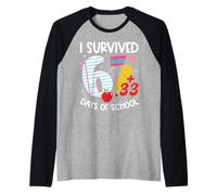 I Survived 67 + 33 Days School Kids Funny 100th Day School Camiseta Manga Raglan