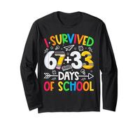 I Survived 67 + 33 Days School Kids Funny Math 100th Day Manga Larga