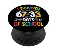 I Survived 67 + 33 Days School Kids Funny Math 100th Day PopSockets PopGrip Adhesivo