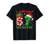 I Survived 67 Days of School Christmas Santa Elf Candy Meme Camiseta