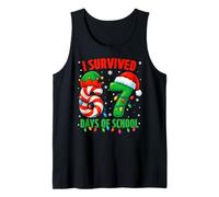 I Survived 67 Days of School Christmas Santa Elf Candy Meme Camiseta sin Mangas