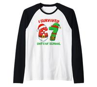 I Survived 67 Days of School Christmas Santa Elf Six Seven Camiseta Manga Raglan