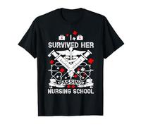 I Survived Her Passing Nursing School Funny Nurse Camiseta gráfica económica