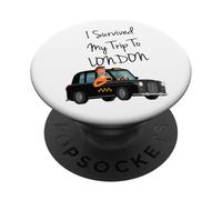 I Survived My Trip To New London Funny Sarcastic London Taxi PopSockets PopGrip Adhesivo