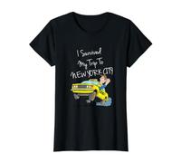 I Survived My Trip To New York City Funny Sarcastic NYC Taxi Camiseta gráfica económica, Mujer, Negro, XS