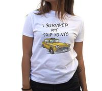 I Survived My Trip To NYC New York Yellow Taxi Meme Camiseta de Mujer Blanca Size L