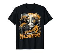 I Survived My Trip To Yellowstone Funny Tourist Souvenir Camiseta gráfica económica, Hombre, Negro, S