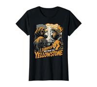 I Survived My Trip To Yellowstone Funny Tourist Souvenir Camiseta gráfica económica, Mujer, Negro, M