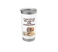I Survived The Age of 56k Connection: Funny Dial-Up PC Humor Vaso térmico de acero inoxidable de doble pared