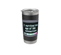 I Survived The Age of 56k Connection: Funny Dial-Up PC Humor Vaso térmico de acero inoxidable de doble pared