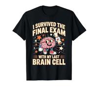 I Survived The Final Exam with My Last Brain Cell - Camiseta gráfica económica, Hombre, Negro, L