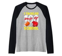 I Tackled 100 Days of School Casco de fútbol Deportivo Camiseta Manga Raglan