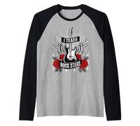 I Teach Rock Stars Rock & Roll Profesor de música de guitarra eléctrica Camiseta Manga Raglan