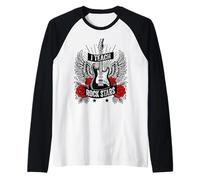 I Teach Rock Stars Rock & Roll Profesor de música de guitarra eléctrica Camiseta Manga Raglan