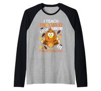 I Teach The Cutest Little Turkeys In Kindergarten Thankful Camiseta Manga Raglan