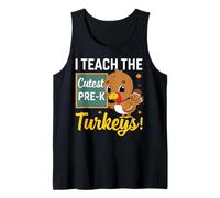 I Teach The Cutest Pre-k Turkeys Thanksgiving Thankful Camiseta sin Mangas
