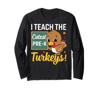 I Teach The Cutest Pre-k Turkeys Thanksgiving Thankful Manga Larga