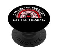 I Teach The Sweetest Hearts Rainbow Teacher Valentine's Day PopSockets PopGrip Adhesivo
