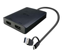 i-tec - Adaptador de vídeo HDMI USB-A/USB-C Dual 4K/60Hz