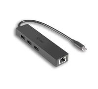 Hub USB-C i-tec Advance Slim 3 Puertos USB 3.0 + Adaptador Gigabit Ethernet, negro