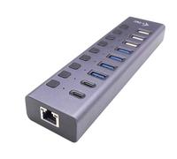 i-tec CACHARGEHUB9LANUK hub di interfaccia USB 2.0 Type-C 5000 Mbit/s Grigio (I-TEC CHARGING HUB 9PORT LAN UK - USB 3.0/USB-C POWER ADAPTER 60W)