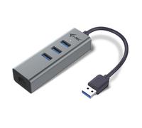 i-tec HUB USB 3.0 metálico de 3 puertos con adaptador LAN Gigabit RJ45